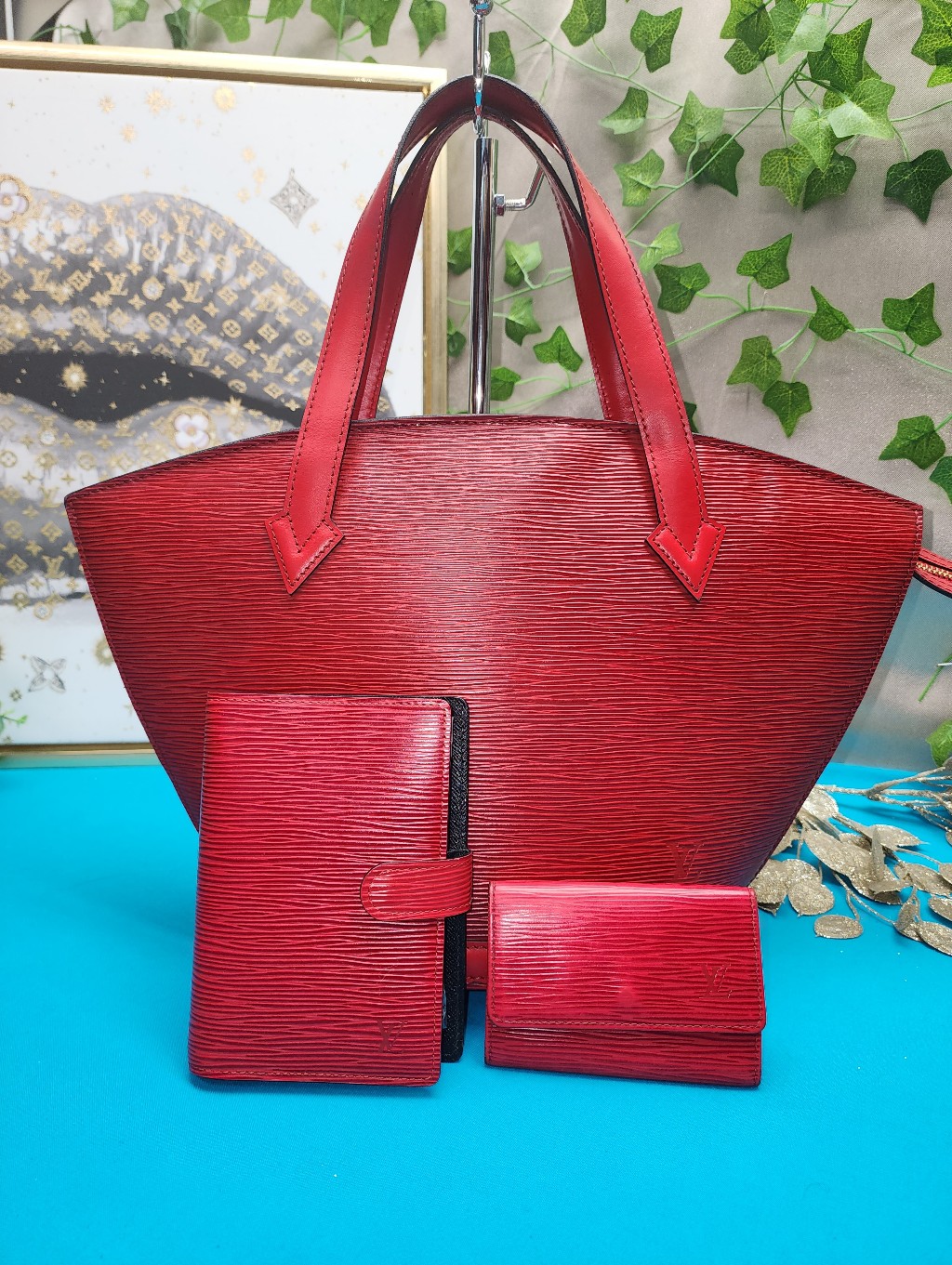 Authentic Louis Vuitton Epi Saint Jacques Pm Castillan Red W/ Agenda & Key Ring